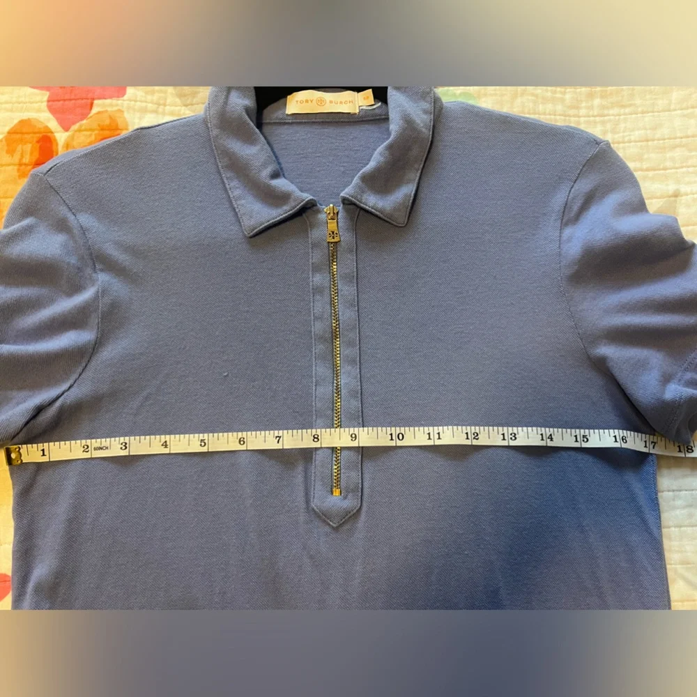 Tory Burch Golf Top-Polo, gold Zipper Women’s Size Small Light Blue - Picture 5 of 8